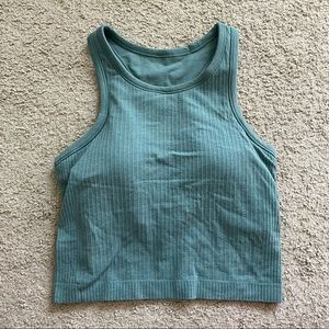 Ebb to Street Racerback Crop Tank Top - Tidewater Teal SIZE 4